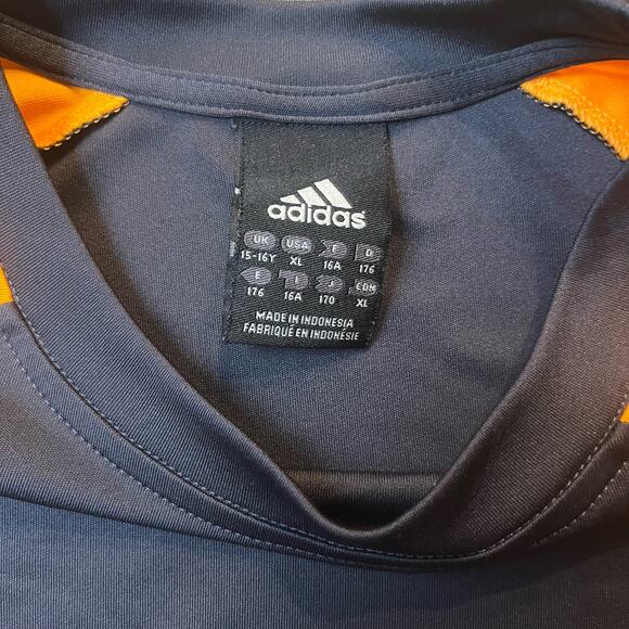 Adidas Boy's XL Black & Orange Classic 3 Stripes Athletic Shirt - Picture 4 of 5